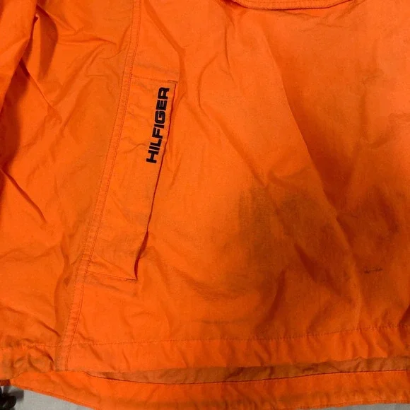 Tommy Hilfiger Mens Orange Anorak Windbreaker Jacket Quarter Zip Hooded XL - Picture 4 of 16